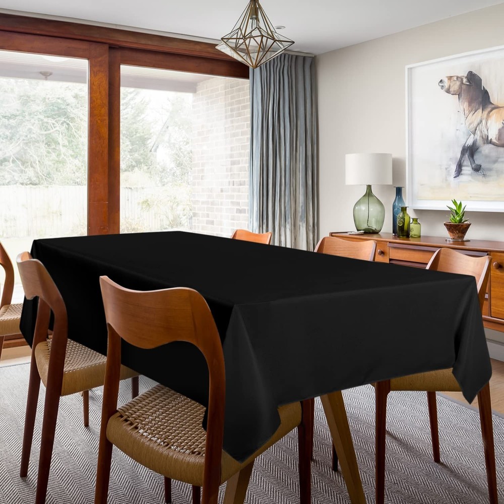 sancua 2 Pack Black Tablecloth 60 x 120 Inch, Rectangle 8 Feet Table Cloth - ...