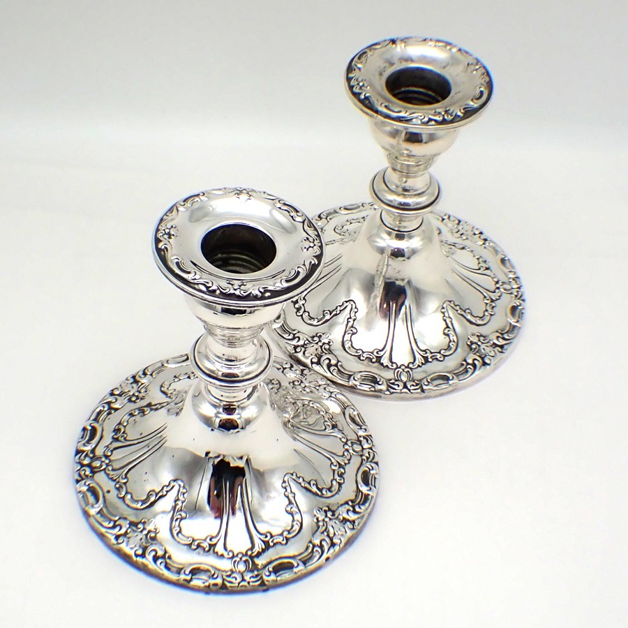 Chantilly Candlesticks Pair 749 Gorham Sterling Silver Weighted