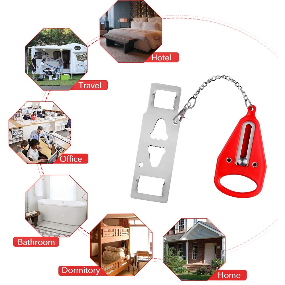 Portable Door Lock-2 Pack Solid Heavy Duty Extra Lock for Additional Privacy ...