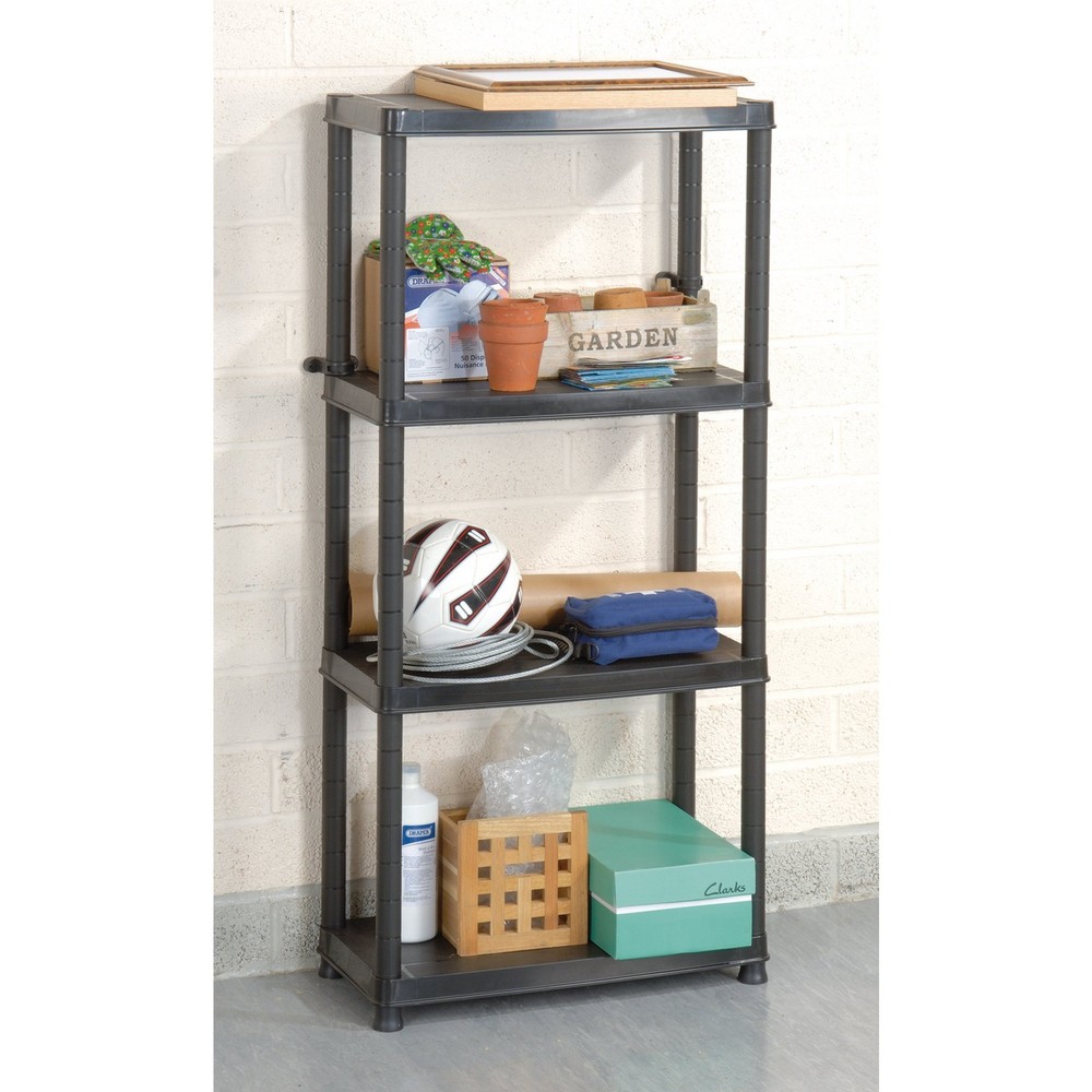 4 Tier Plastic Shelving Unit Heavy Duty Storage Shelves