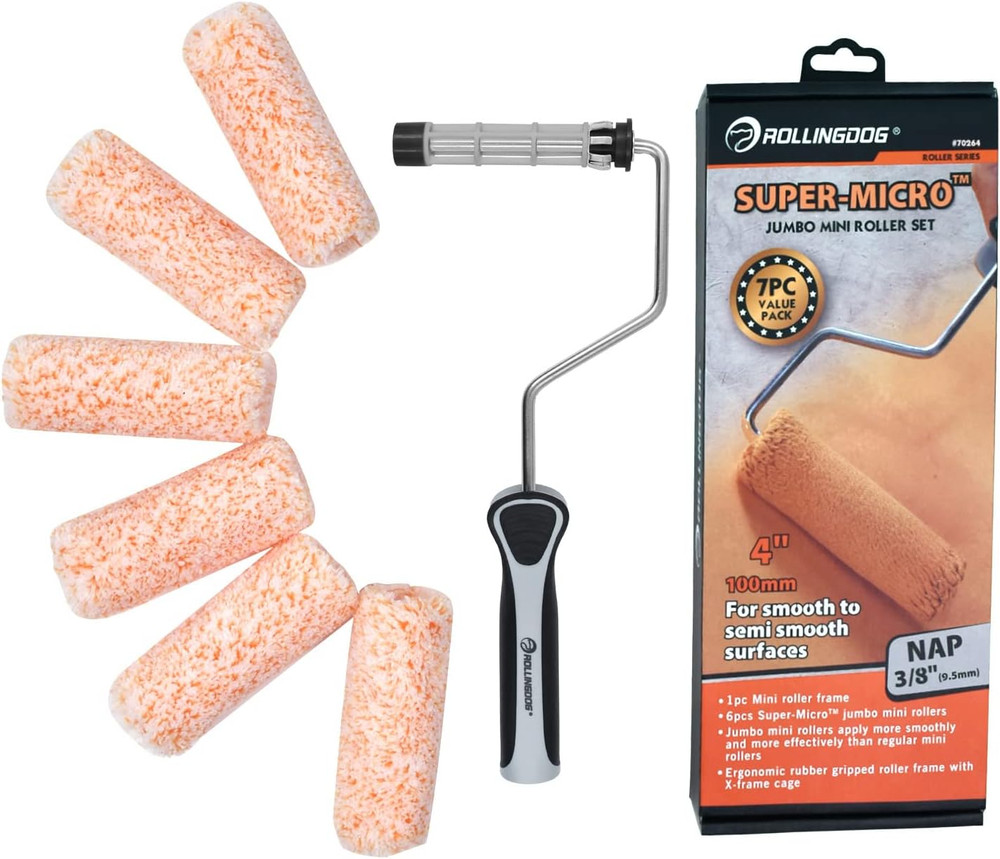 Mini Roller - 4 Inch Jumbo Microfiber Small Paint Roller Covers 3/8” Nap