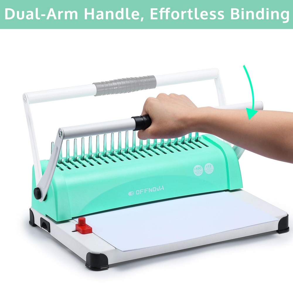 Binding Machine, 21-Hole 450 Sheets Paper Comb Binding Machine for Letter Siz...