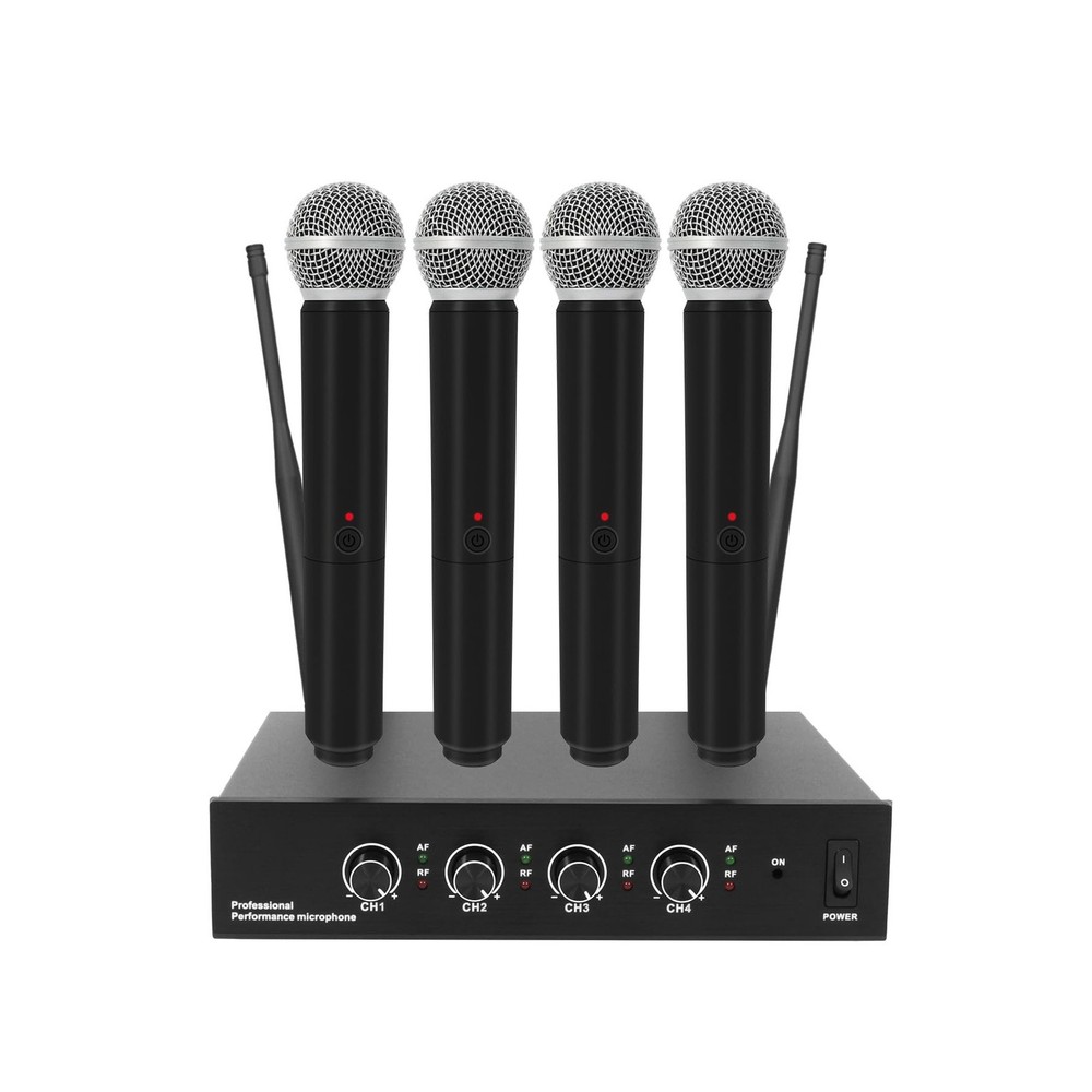Wireless Microphone System, 4-Channel Wireless Mic with 4 Handhelds Dynamic M...