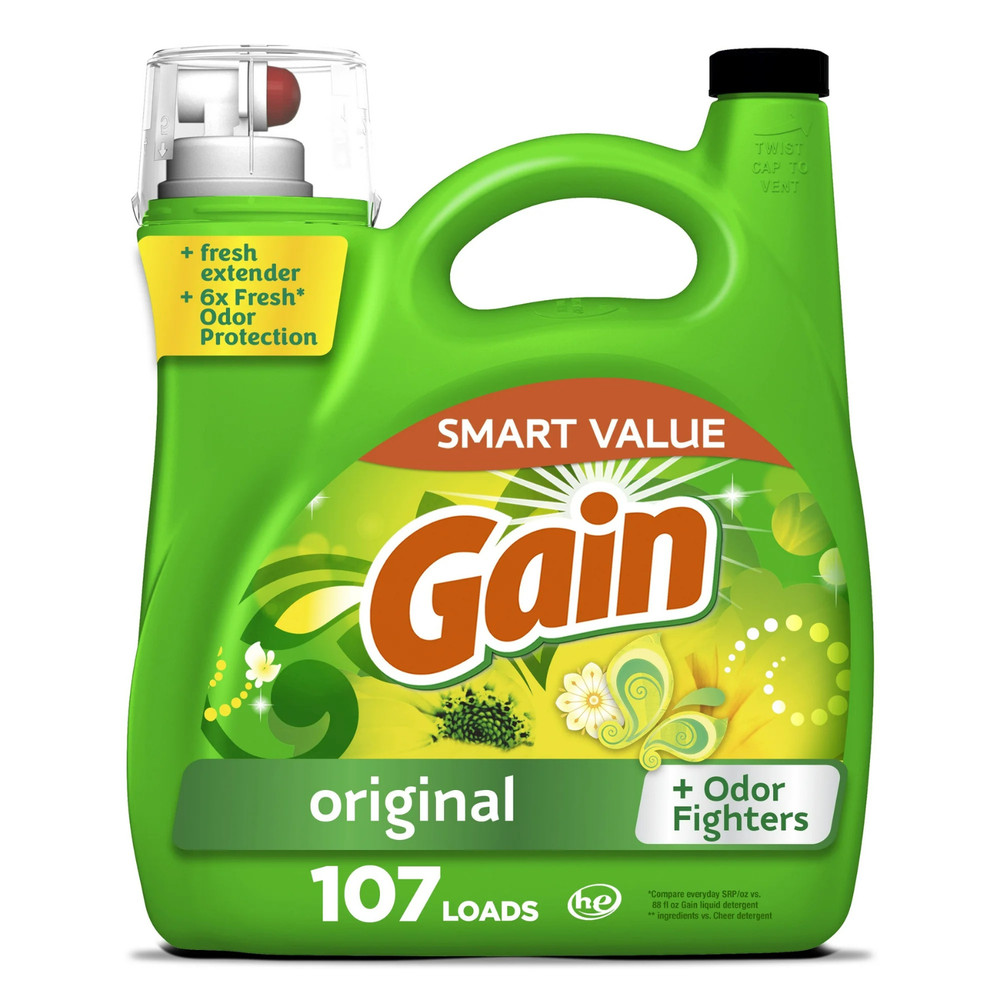 (2 Pack) Gain Original HE Laundry Detergent 107 Loads 154 -fl oz