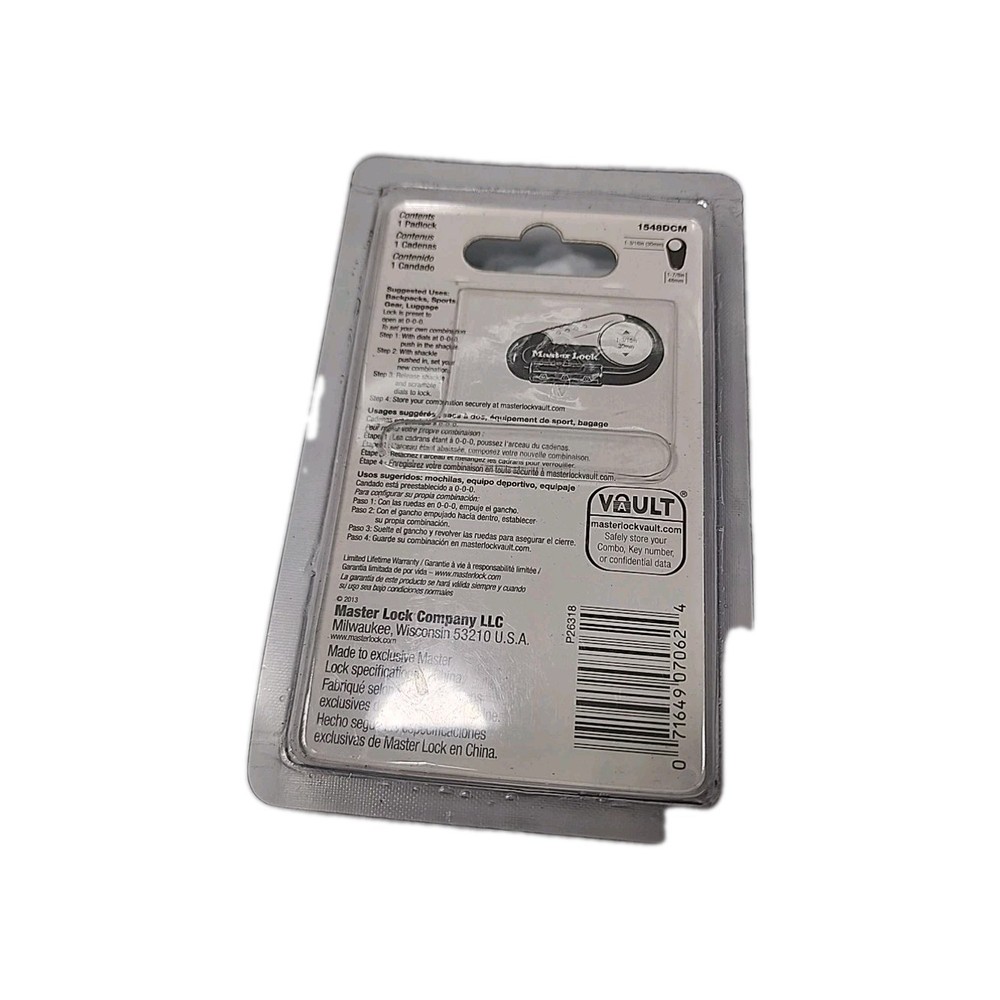 NEW MASTER LOCK COMBINATION BACKPACK LOCK, 1548DCM RED