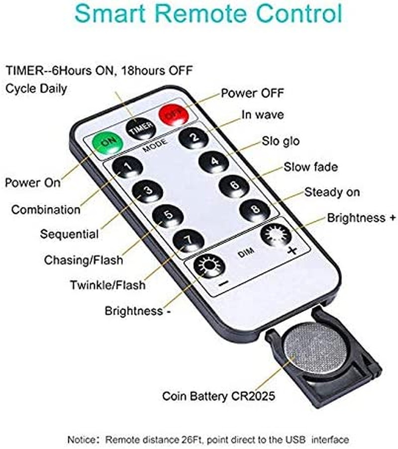 18.7Ft 40LED Tropical Fish String Light Cool White with Remote Control and Timer