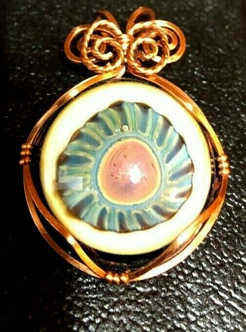 Copper Wire Wrapped Eye Pendant Handmade Gift
