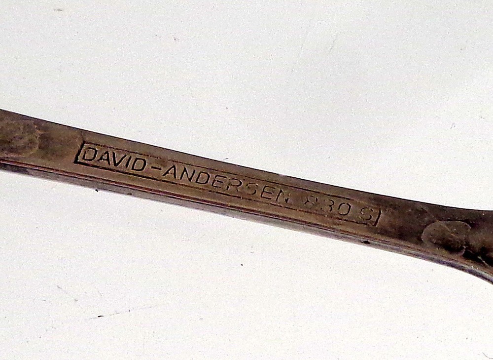 Vintage Signed David Andersen Norway 830S Silver Sugar Tongs Ringebu Pattern