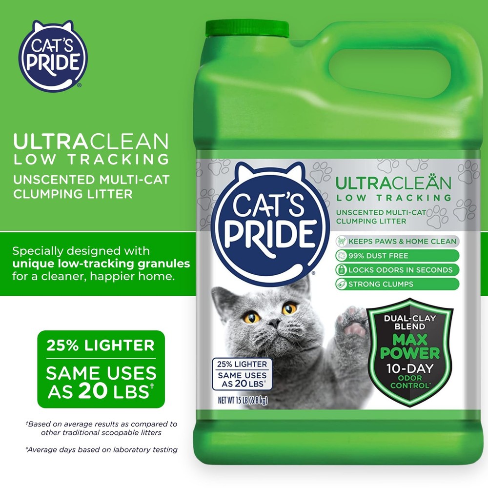 Max Power: UltraClean Low Tracking Multi-Cat Clumping Litter - Keeps Paws & H...