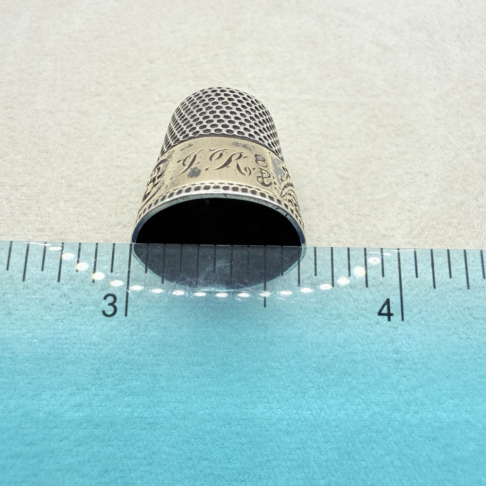 Antique Sterling Silver Swirl Pattern Thimble Sewing Accessory Collectible