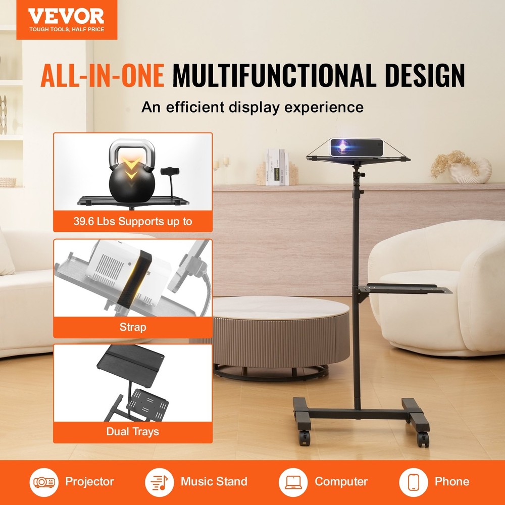 New/Projector Stand with Wheels, Projector Floor Stand Adjustable Height from 22