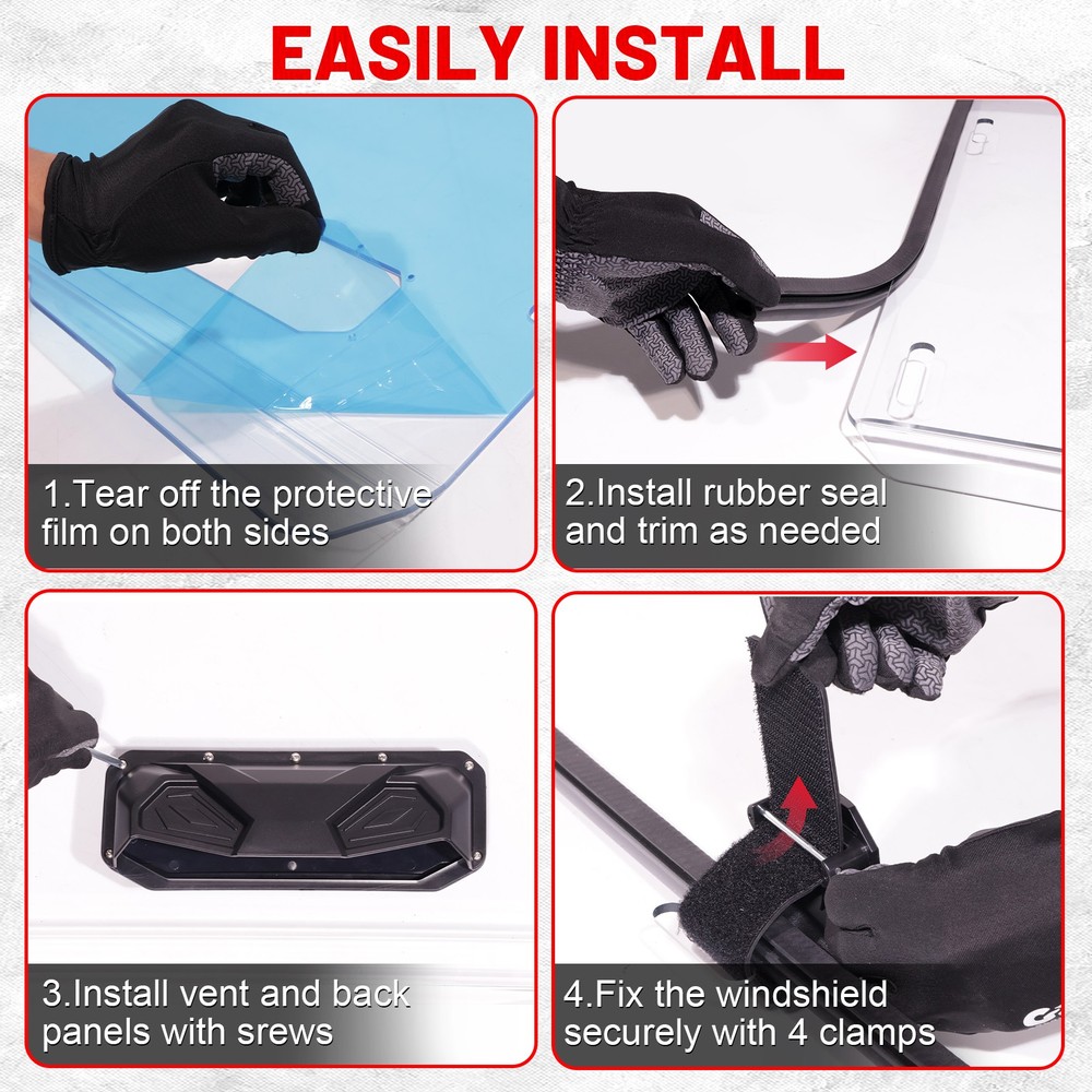 Front Windshield Scratch-resistant Vent Window for Honda pioneer 500 520