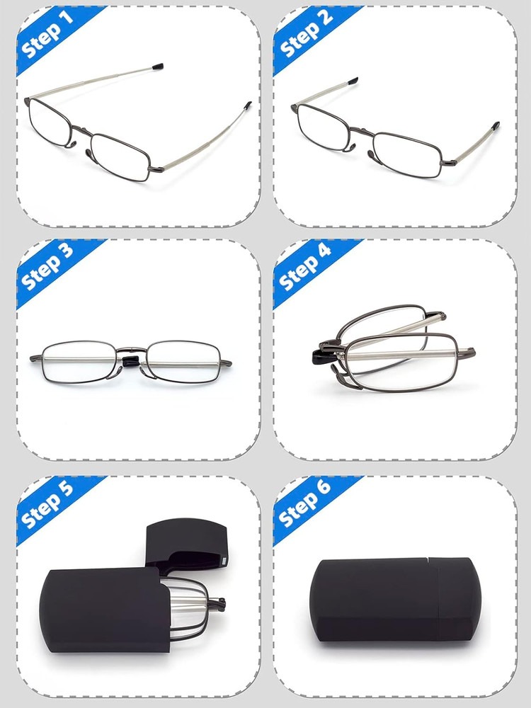 Hard Cases Folding Reading Glasses, Pocket Wallet Purse Compact Spring Hinge Rea