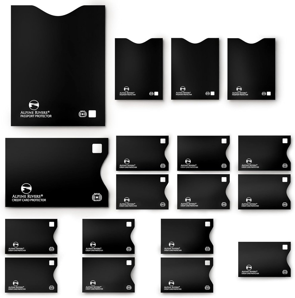 RFID Blocking Credit Card Sleeves 18-Piece Set – Black