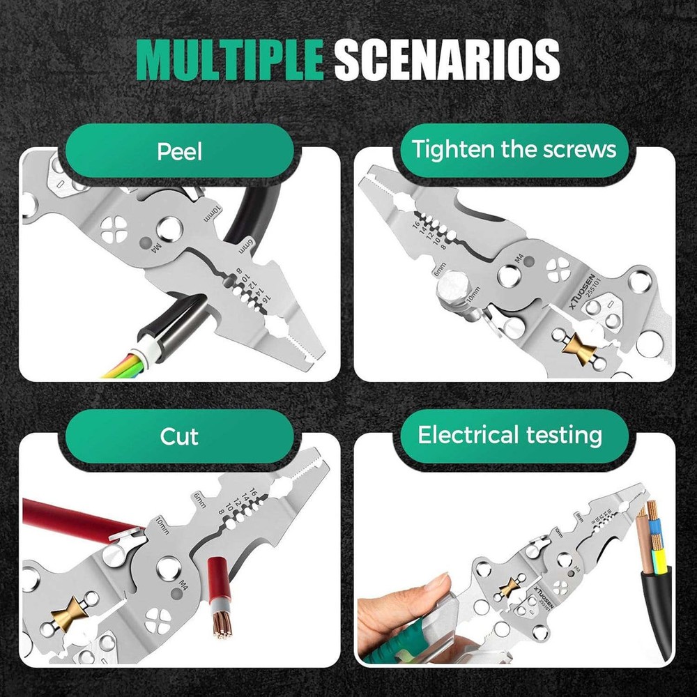 1× Multi-Functional Foldable Wire Stripper Scissor With Electrical Test Tool