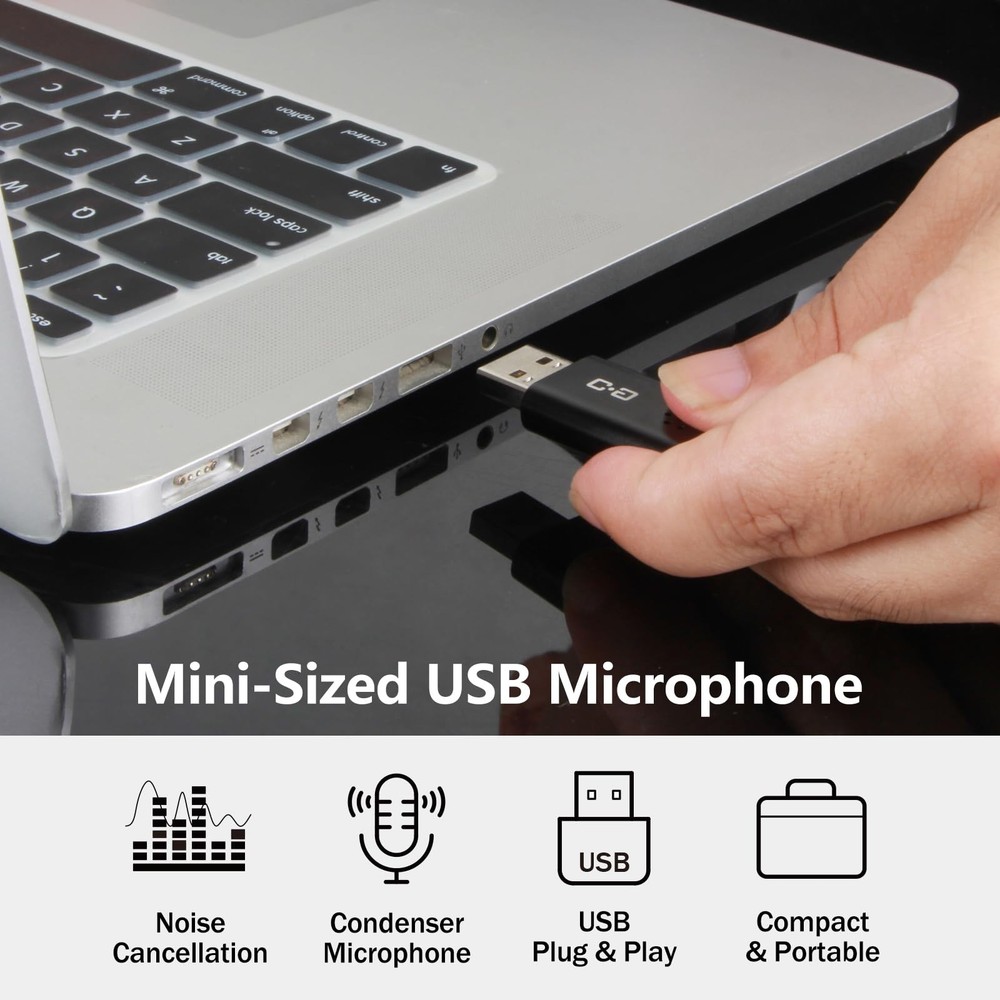 Cordless USB Microphone for Laptop/Desktop - High Sensitivity, Plug-and-Play