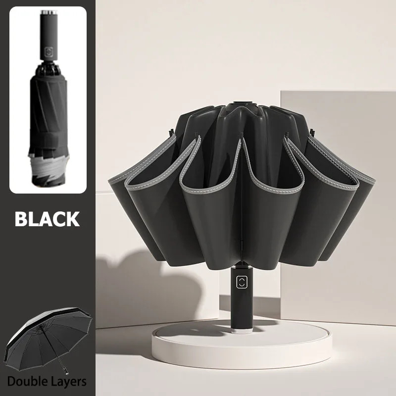 Windproof Double Layer Fully Automatic Resistant Umbrella Inverted Umbrella