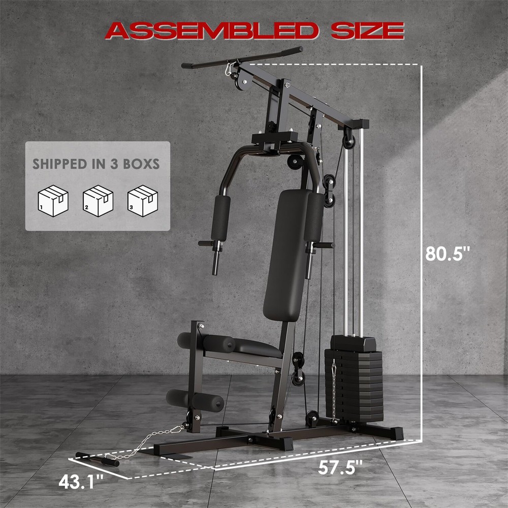 Home Gym Machine System with 100LBS Weight Stack Multifunctional Weight Machine