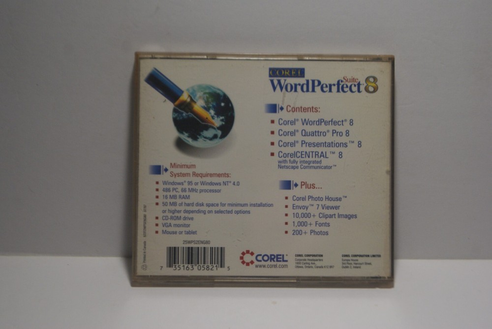 Corel Wordperfect 8 1997 Office Collectible Software