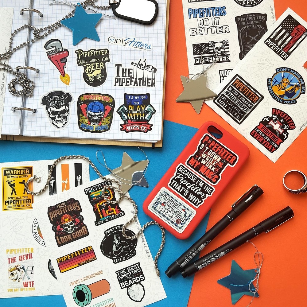 100 Pcs Funny Pipefitter Hard Hat Stickers, Cool Pipefitting Decals