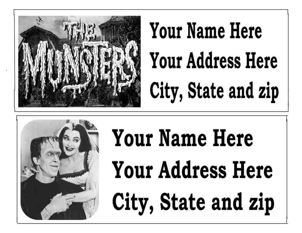 120 The Munsters RETURN ADDRESS LABELS MANY CHOICES
