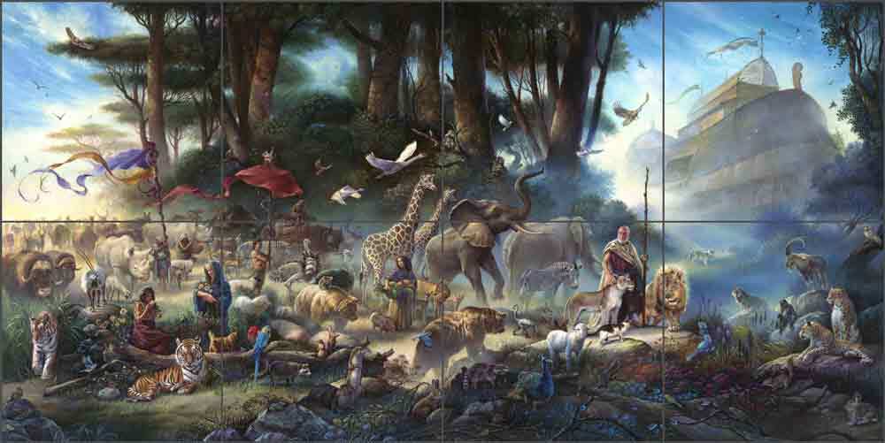 Religious Tile Backsplash Tom duBois Noah's Ark Art Ceramic Mural TDA019