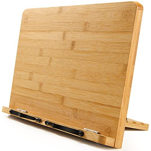 Large Foldable Bamboo Book Stand Adjustable Reading Book Holder for Cookbook