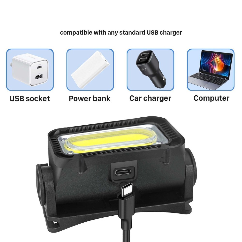 USB Rechargeable LED Headlamp Headlight Lamp Flashlight With Charging Cable