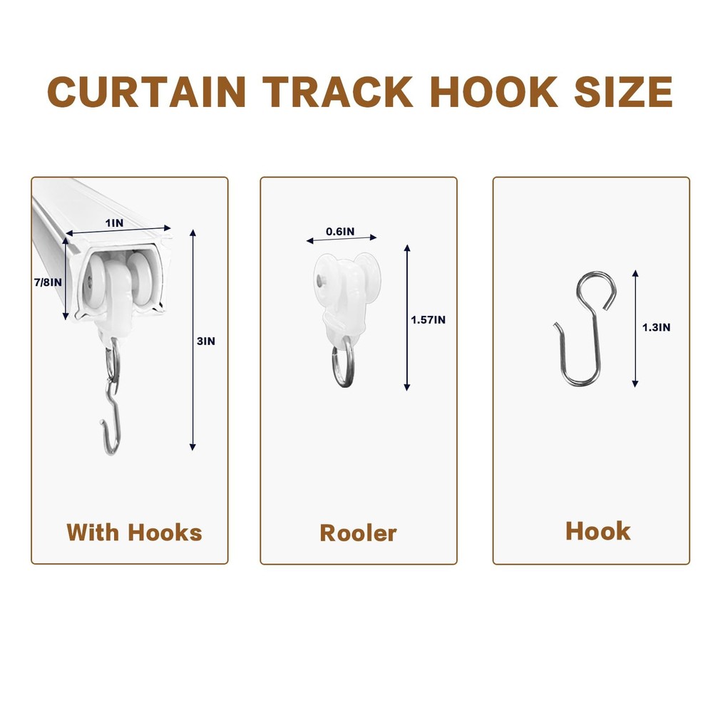 Roller Hooks For Ceiling Curtain Tracks Heavy Duty Glider Hooks 10 PCS