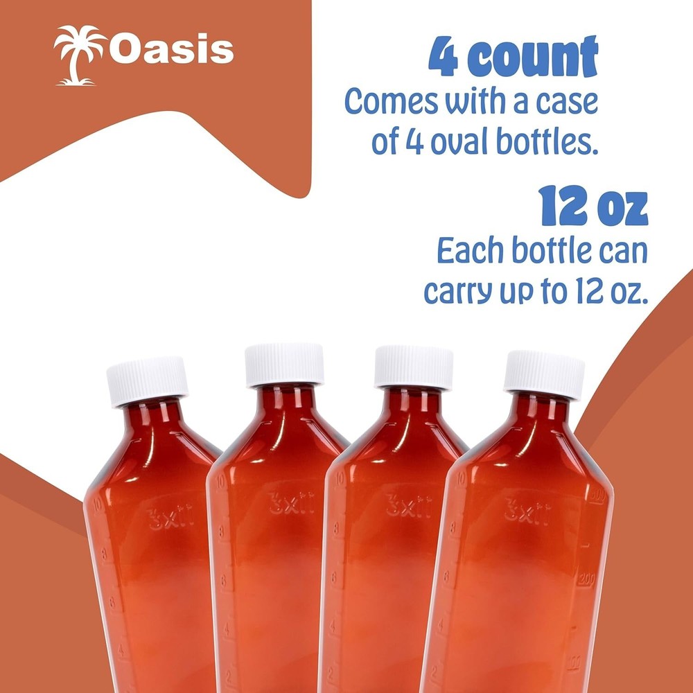 Amber Plastic Graduated Ovals, 12 oz, 4/Pack