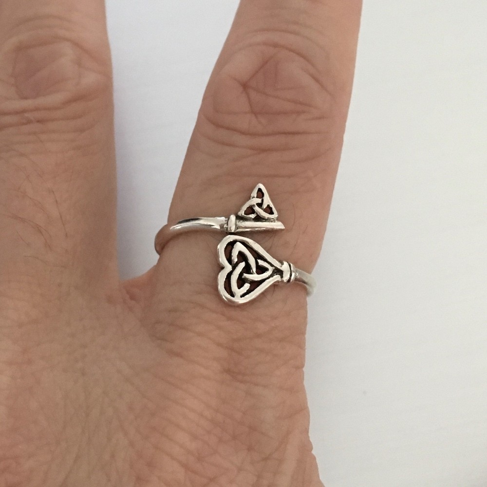 Sterling Silver Double Triquetra Key Ring, Love Ring, Silver Ring, Key Ring