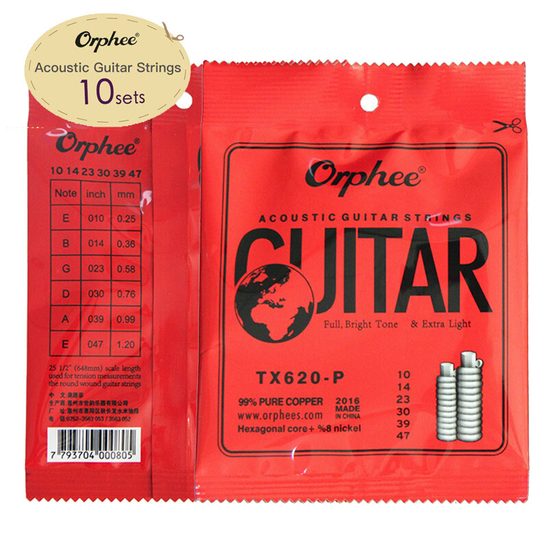 10Set Orphee TX620 Extra Light Guitar Strings 010-047inch Thin 6pcs String/set