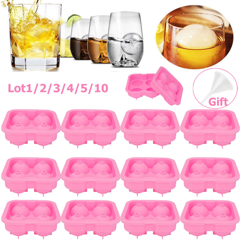 1-10 Pack Sphere Ice Ball Mold Round Maker Whiskey Cube Mold Silicone with Lid