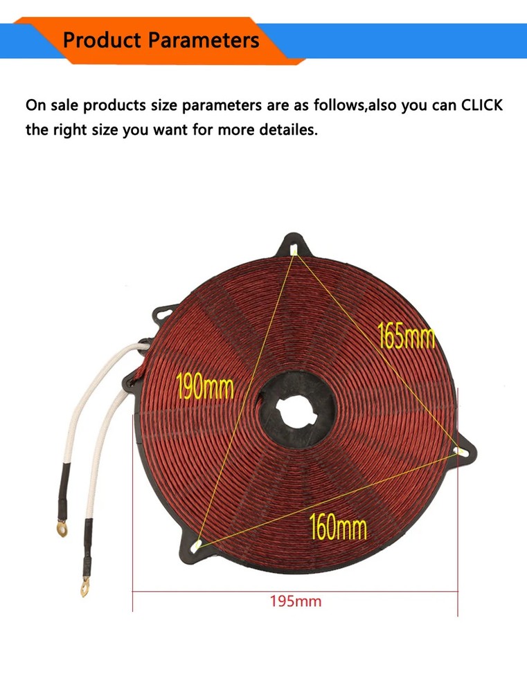 2000W 195mm Induction Heating Coil Enamelled Aluminum Wire Panel for Cooker Hob