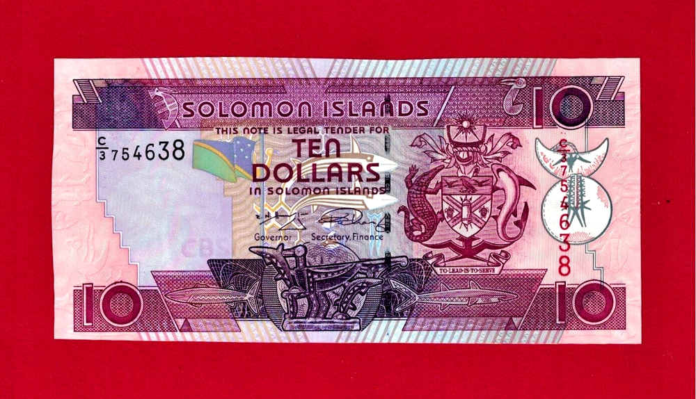 ERROR MISCUT 10 DOLLARS 2009 SOLOMON ISLANDS UNC NOTE (Pick-27a.2) - Signature 9