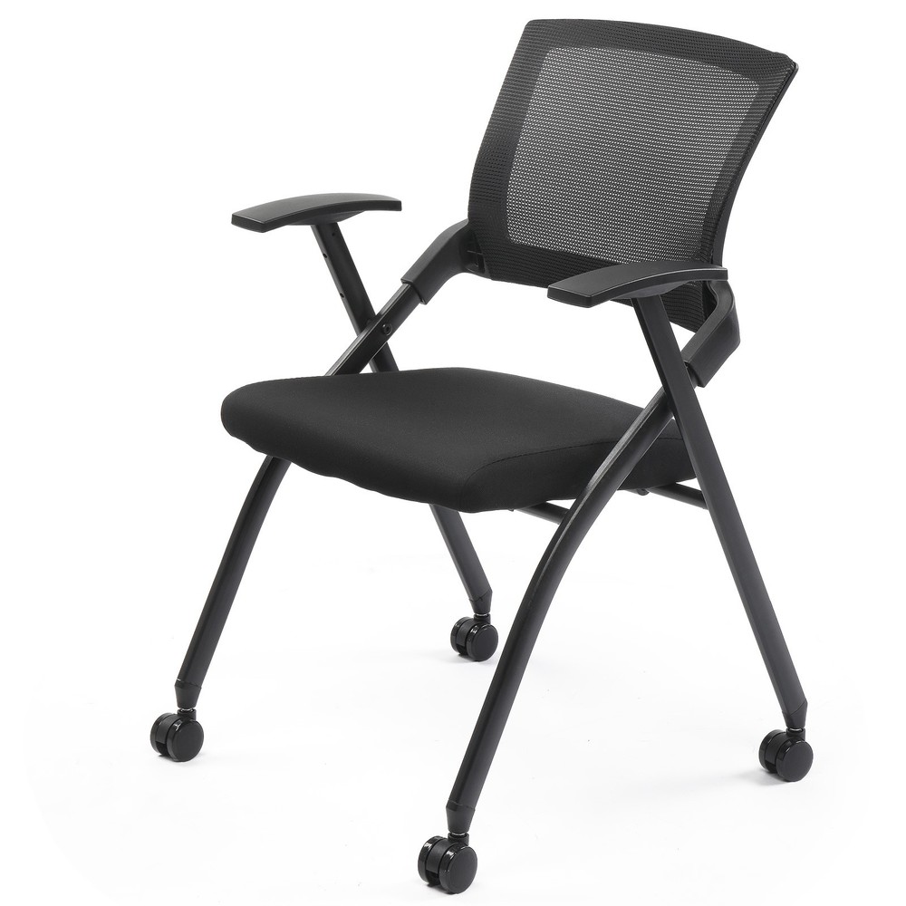 Stackable Reception Chairs, Wheels, Foldable, 350lb Capacity, 2-Pack
