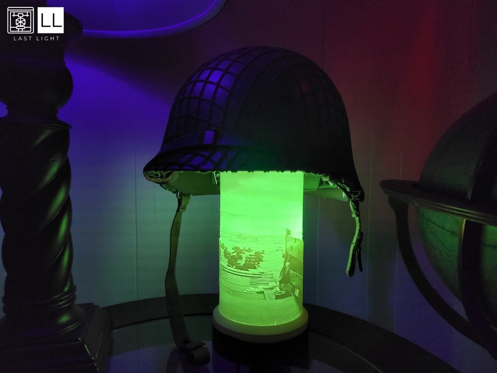 D-Day Lamp & Helmet Display - 3D Printed Lithophane - Customizable!