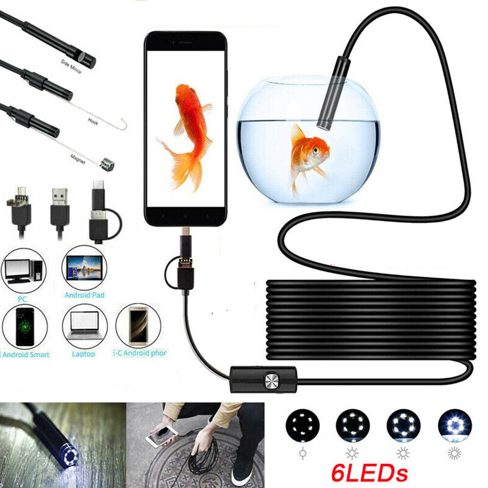 6LED USB Snake Endoscope Borescope HD Inspection Camera Scope for Android Type C