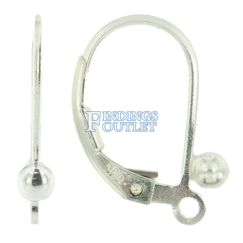 Sterling Silver 925 Leverback Earring Mounting Dangling Setting Loop & 3mm Ball