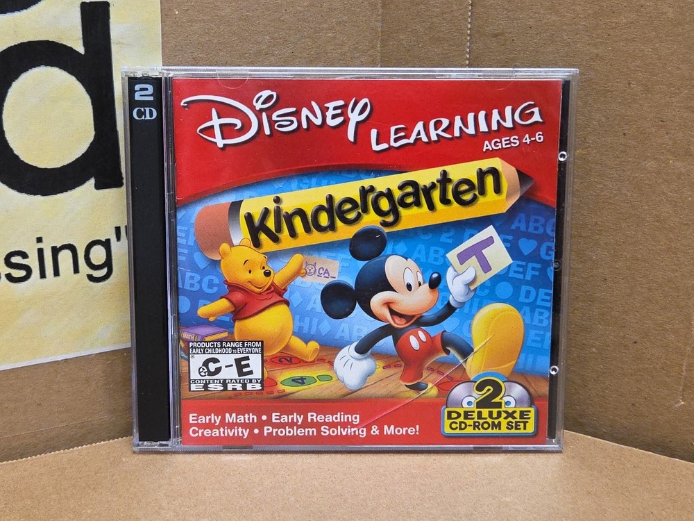 Disney LEARNING Ages 4-6 Kindergarten Deluxe 2 Disc CD-ROM SET Interactive *PICS