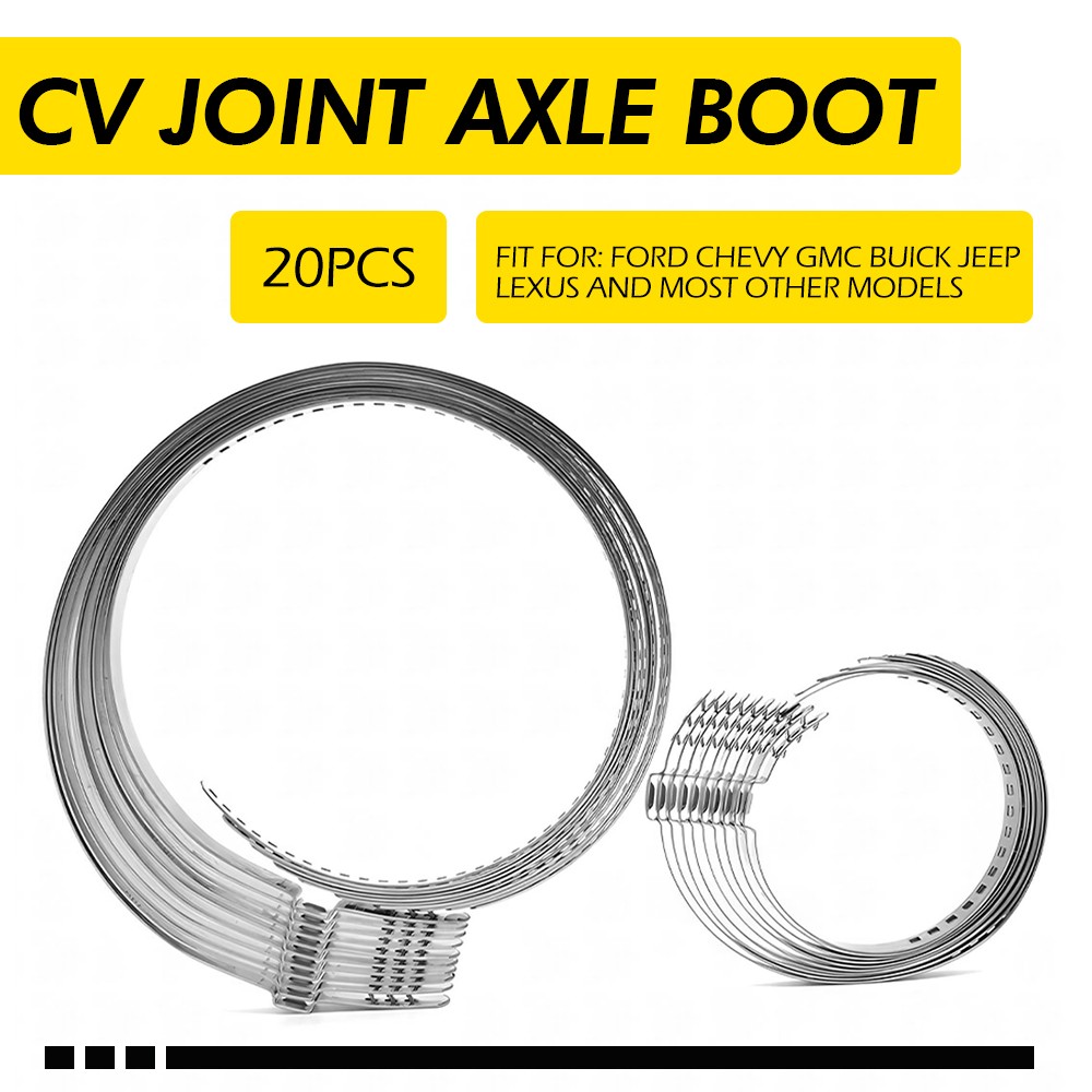 20 Pcs Universal Adjustable Axle CV Joint Boot Crimp Clamps Small Large Kits EAC