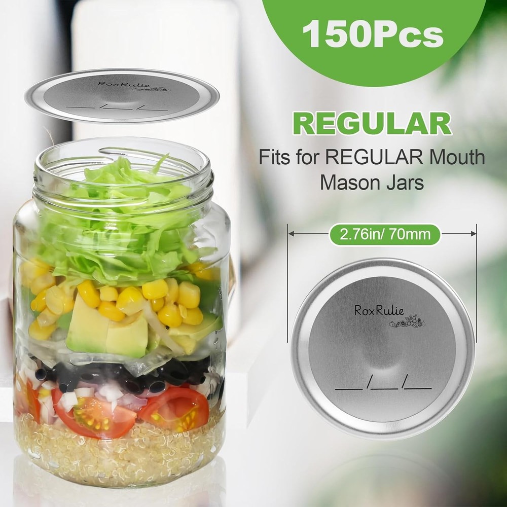 150PCS Canning lids Regular 2.76in Mouth - 150Pcs, silver
