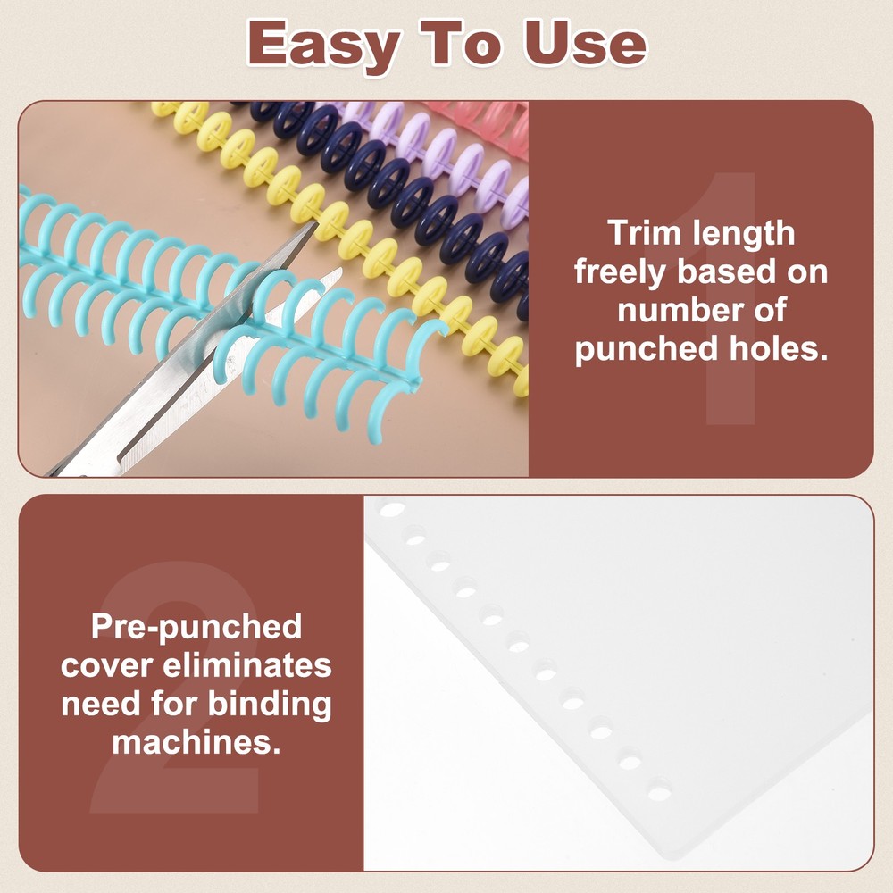20Pcs Clear Presentation Binding Covers with 10Pcs 12mm Combs Kit, Dark Blue