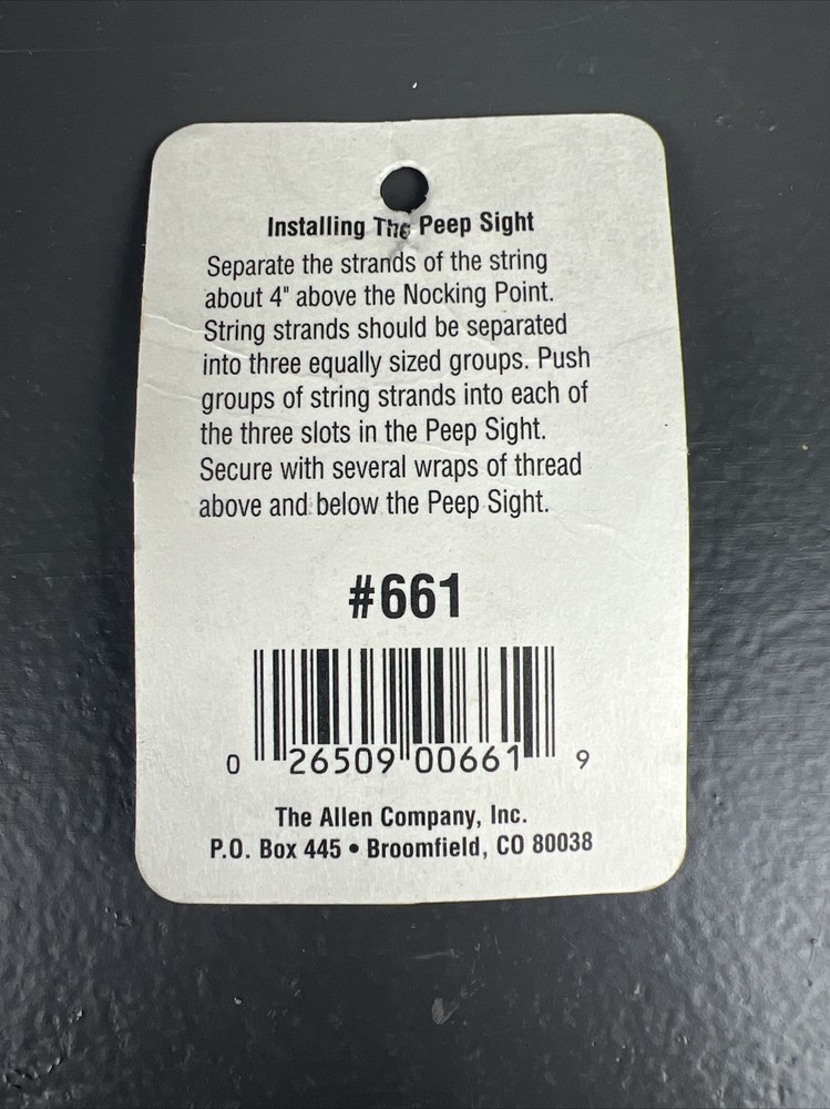 Allen Peep Sight North American String Loop Archery New
