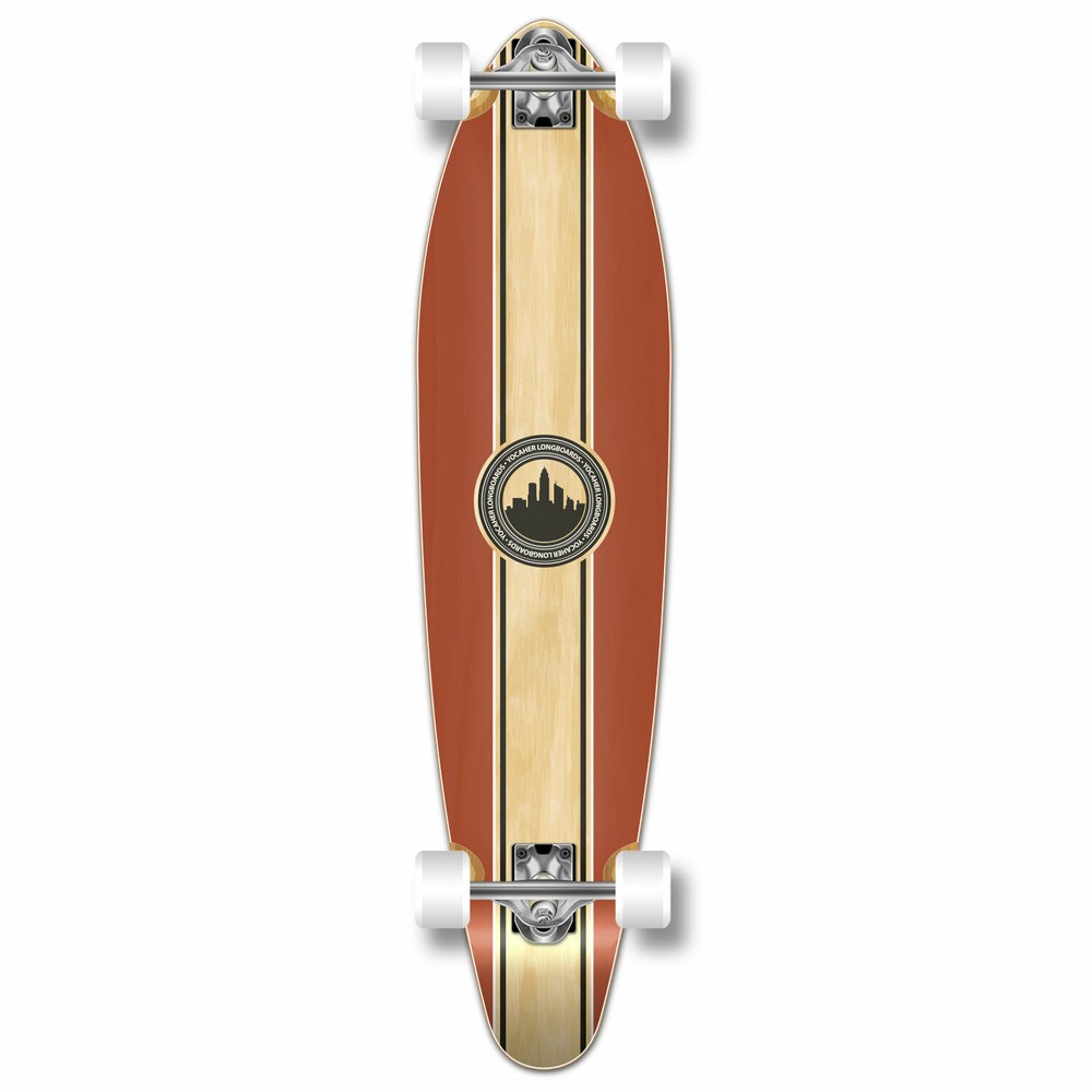 Yocaher Kicktail Crest Burgundy Longboard Complete