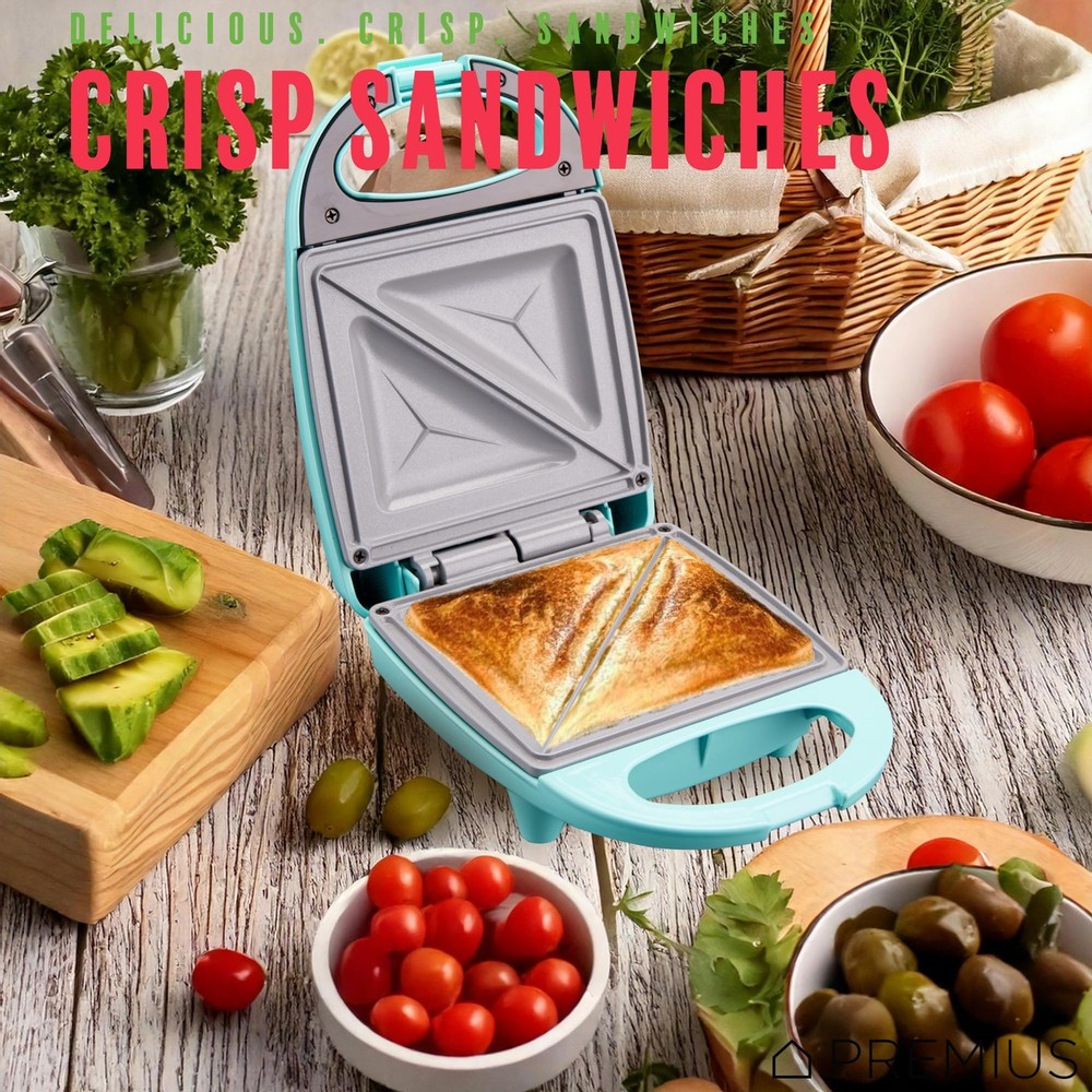 Ceramic NonStick Mini Snack Sandwich Maker, Indicator Light, 5x4.4 Inch Mold,...