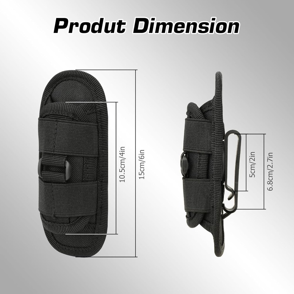 Tactical Flashlight Holster, Rotatable Duty Belt Flashlight Holder, 1000D Nyl...