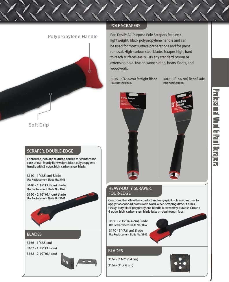 Red Devil 3170 Heavy-Duty Four-Edge Scraper, 3"