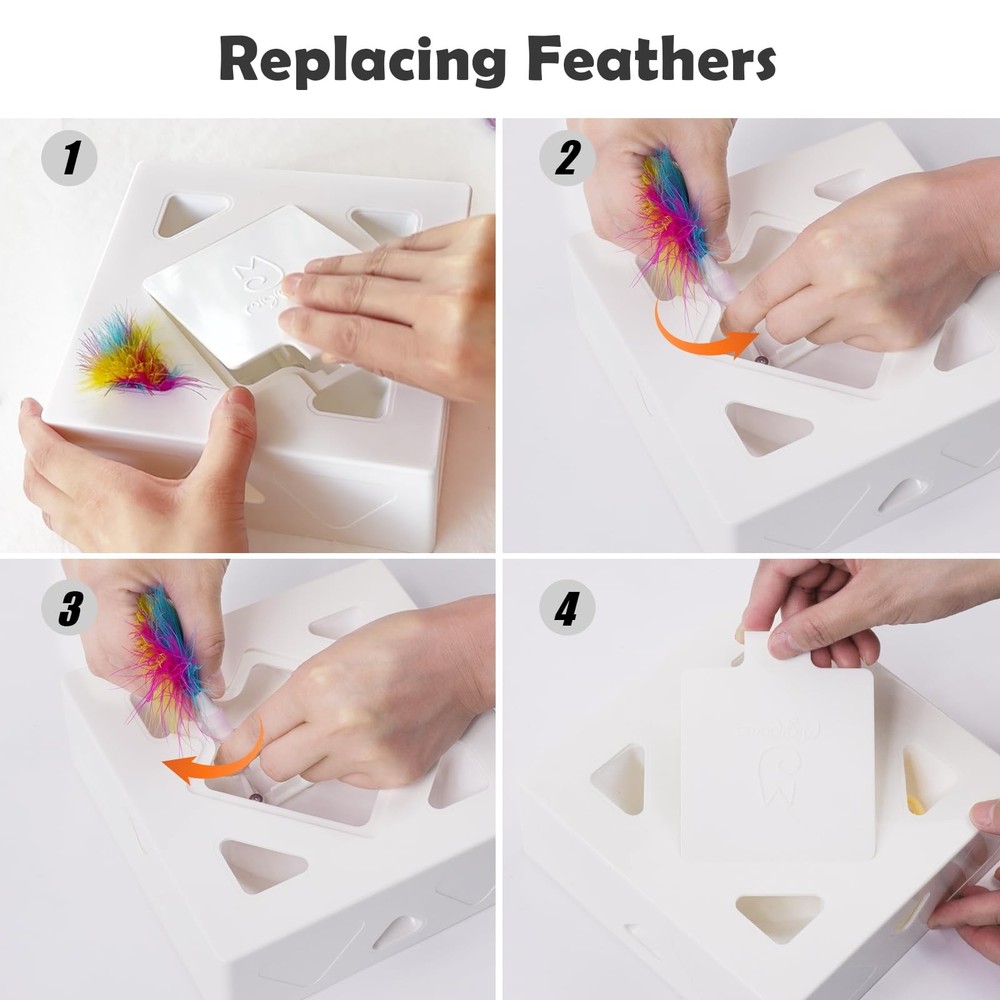 Migipaws Upgrade Rainbow Feather Replacement for Cat Magic Box, 6pcs Rainbow Fea