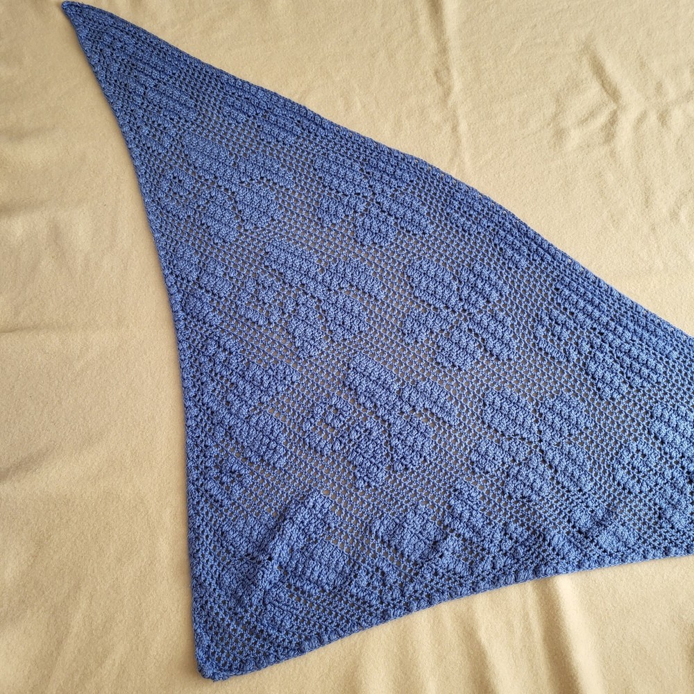 Handmade Hand Knit Periwinkle Blue Triangle Shall